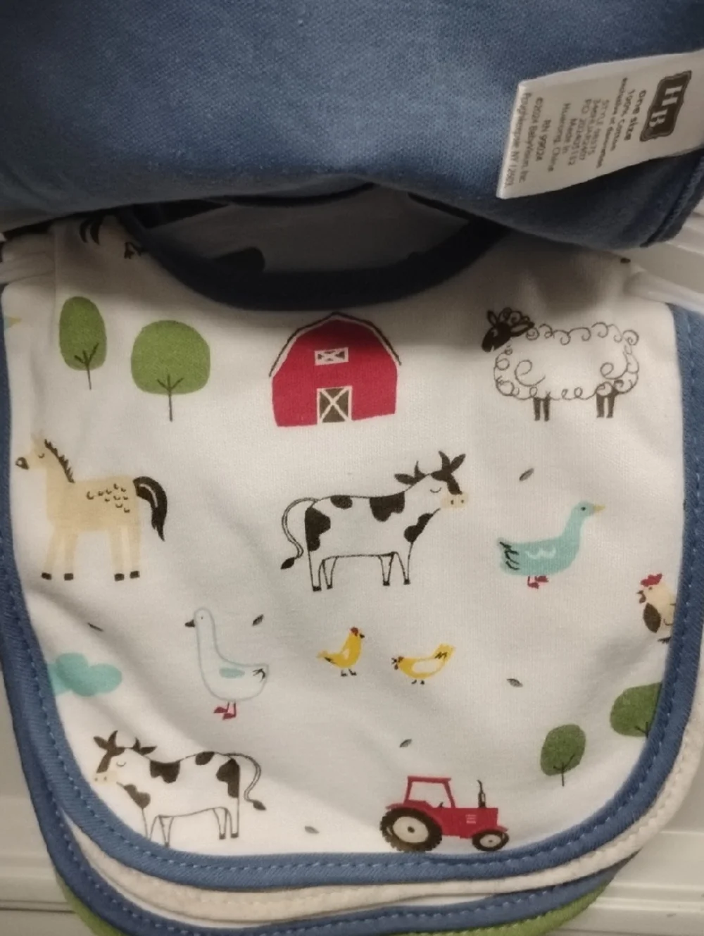Hudson Baby Blue Farm Animals Baby Bib Set